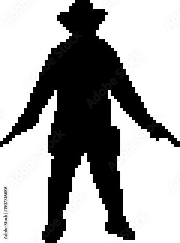 Cowboy 8-bit pixel icon. Vector illustration.