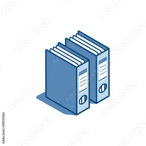 Isometric vector linear icon of large document folders for business, in color on a white background, for storing and working with papers
