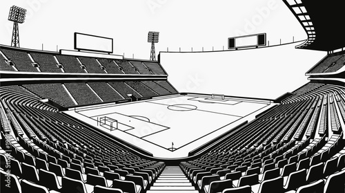 empty football field stadium arena outdoor competition training ground with green grass lines and professional infrastructure architecture designed for tournament game performance without audience