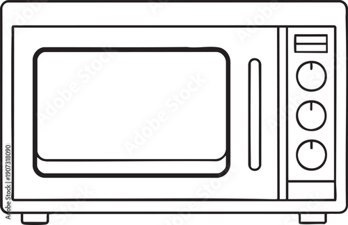 Microwave oven outline drawing showcasing simple appliance design widely used for convenient home cooking tasks