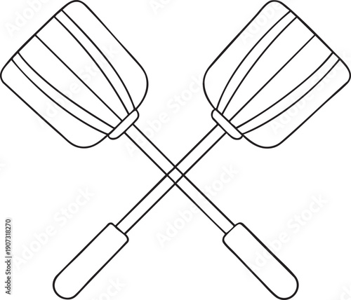 Crossed spatulas line drawing representing cooking tools used for baking flipping serving and culinary activities