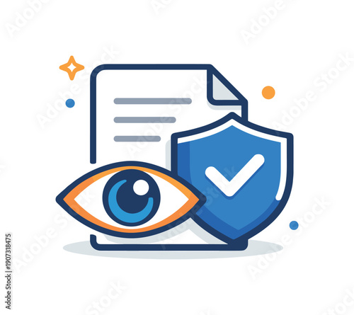 Responsible data usage and information awareness in digital environments emphasizing mindful handling of personal data, a document icon partially covered by a