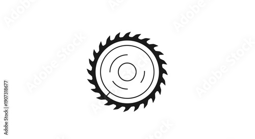 Circular Saw Blade Icon for Woodworking and Construction.