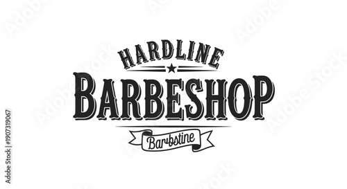 Hardline Barbeshop vintage style logo design for barbershop business.