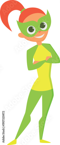 Superhero girl. Kid party costume cartoon character