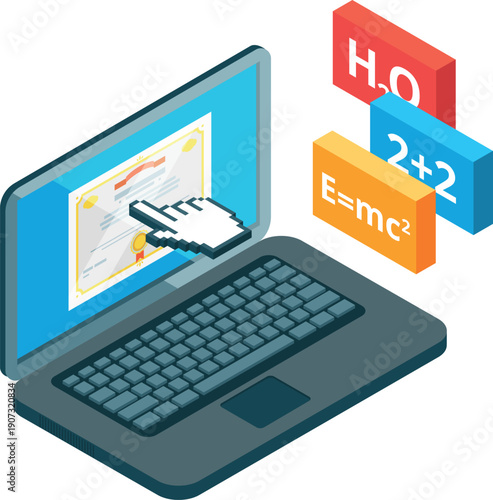 Digital education isometric icon. Web learning symbol