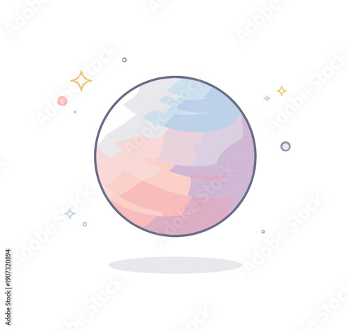 Pure awareness without narrative or direction expressed through cosmic emptiness, a single softly shaded planet floating in wide white space with no stars or