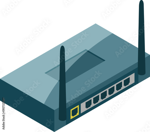 Internet router isometric icon. Web connection device