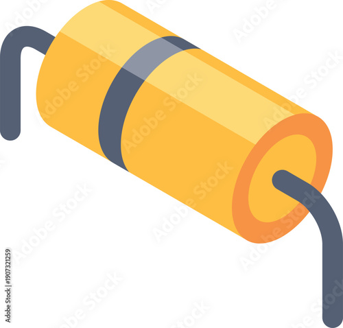 Electronic capacitor icon. Micro transistor isometric element