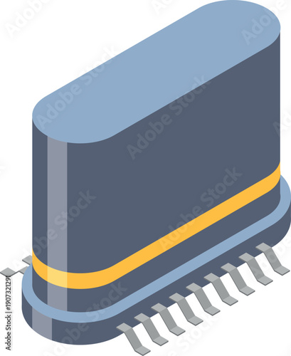 Transistor isometric icon. Hardware electronic cartoon element