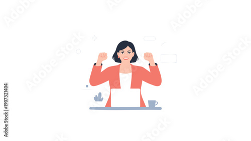 Confident Business Woman Celebrating Success