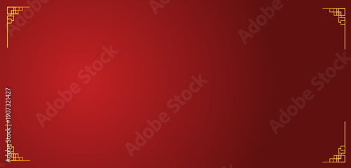 Traditional Chinese Red Background with Golden Corner Ornaments.