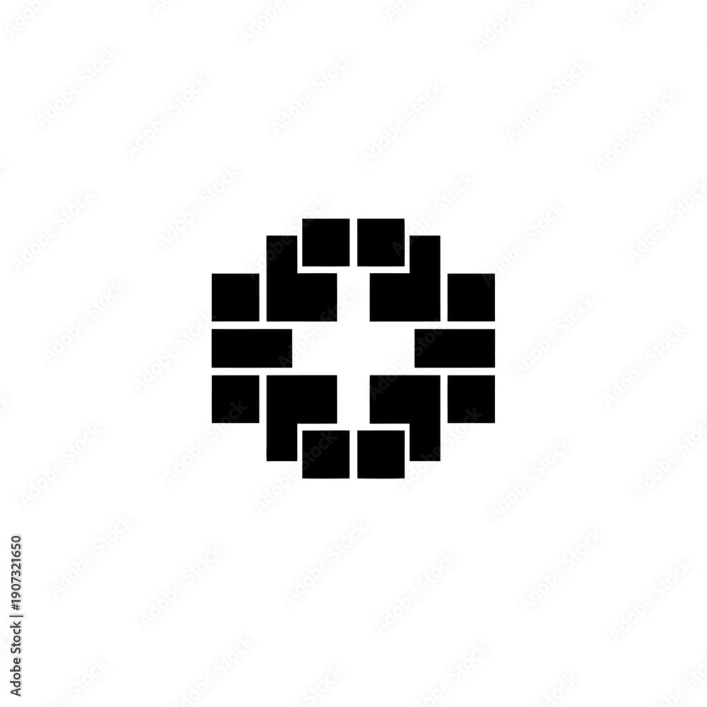 Fototapeta premium Minimalist black and white graphic design featuring a stylized balance scale with geometric shapes, symbolizing justice or equilibrium.