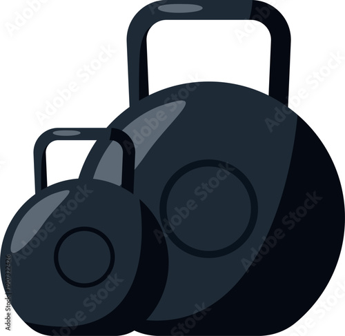 Kettlebells cartoon icon. Metal muscle building equipment