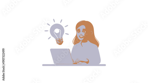 Businesswoman Having Idea on Laptop