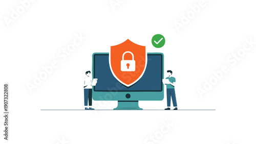 Cybersecurity Team Protecting Network on Computer Screen