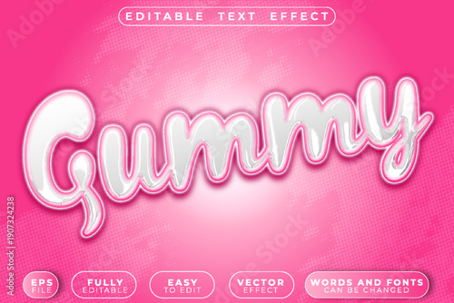 Gummy Candy Sweet Chewy Jelly Treat Vector Fully Editable Smart Object Text Effect