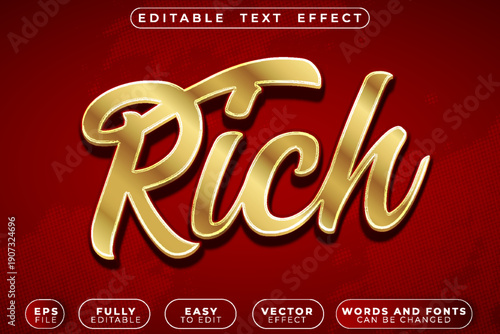 Rich Wealth Luxury Money Gold Fortune Vector Fully Editable Smart Object Text Effect