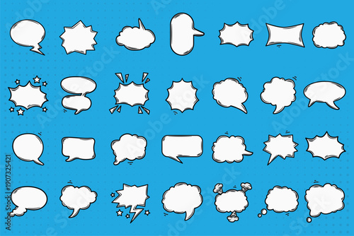 Bild auf Leinwand Comic speech bubbles set collection, speech, comic, cartoon, talk, omic text iso