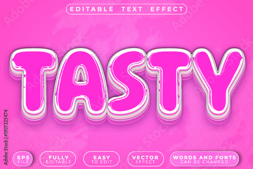 Tasty Delicious Flavorful Savory Scrumptious Vector Fully Editable Smart Object Text Effect