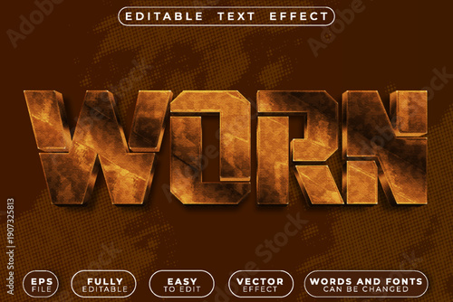Worn Rust Corroded Aged Distressed Vector Fully Editable Smart Object Text Effect