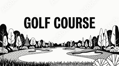 empty golf course outdoor sports field with professional competition training infrastructure architecture green grass fairway bunker and landscape design prepared for tournament performance