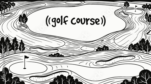 empty golf course outdoor sports field with professional competition training infrastructure architecture green grass fairway bunker and landscape design prepared for tournament performance