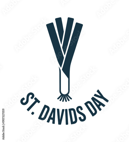A logo celebrating St. Davids Day with a traditional leek design