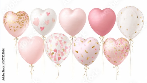 Romantic flat lay with envelope and hearts for Valentine's Day