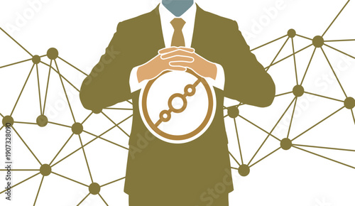 A simple cartoon illustration of a man riding a bicycle in a clean, isolated vector style