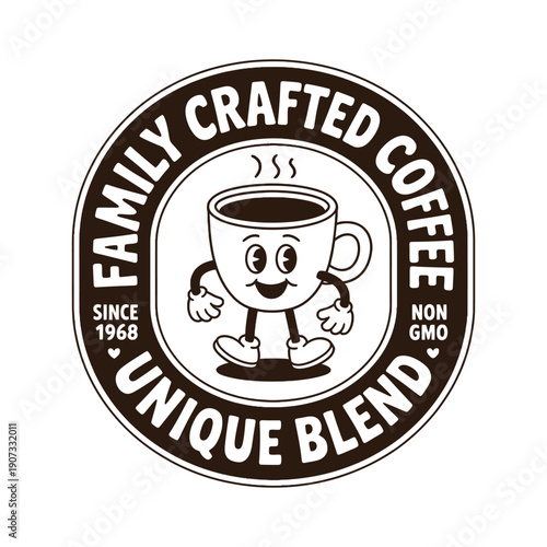 A logo for a family crafted coffee brand with a unique blend