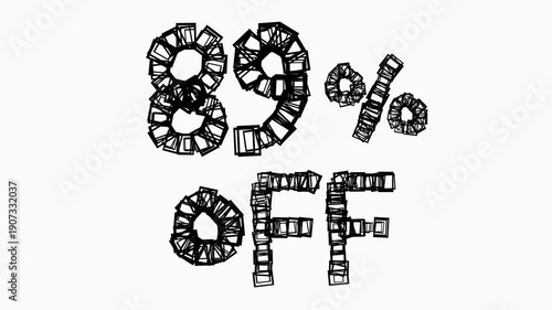 Black 89 Percent Off Animation On White Background For Sale And Business Concept
