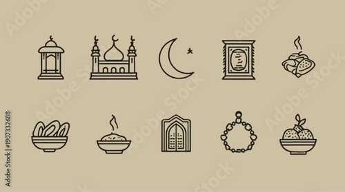 Clean Ramadan 2026 Islamic Symbol Vector Set for Branding, UI and Festive Design