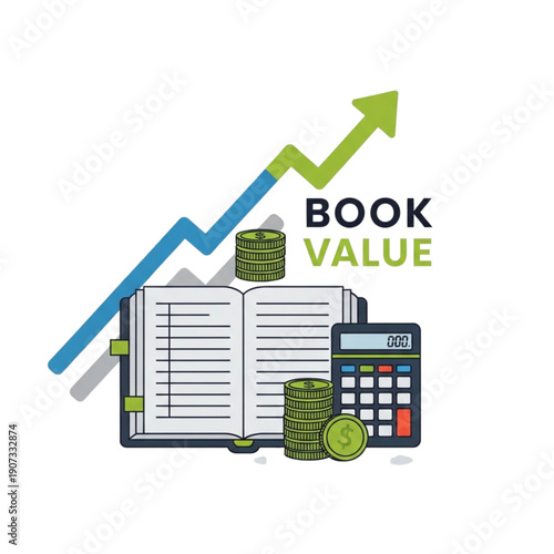 Book Value Finance Business Concept isolated on transparent background.