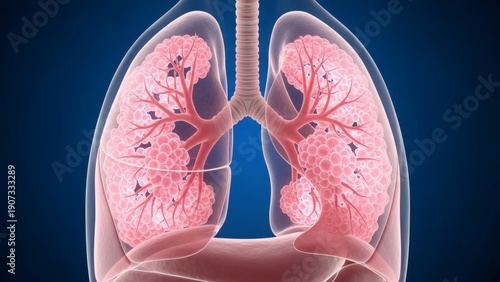 Human Lungs Anatomy Detailed Illustration.