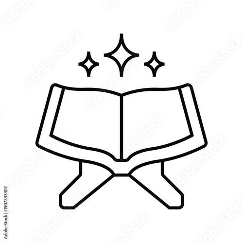 Shining Ramadan Holy Book Icon, Divine Scripture Reading Symbol for Devotion