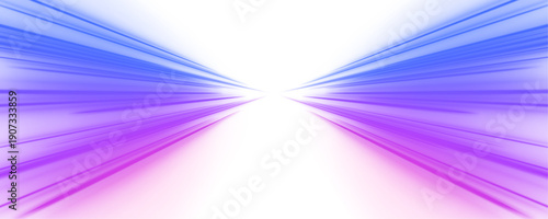 Bright neon stripes form a fast rotating spiral. Illustration of high speed road motion and energy. Abstract glowing background in blue and purple colors, isolated PNG.