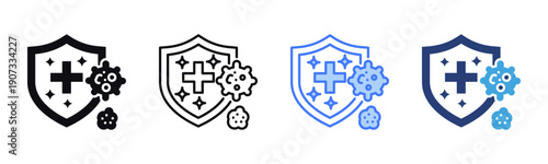 Antibacterial Shield icon sheet multiple style collection