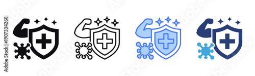 Immune Strength icon sheet multiple style collection