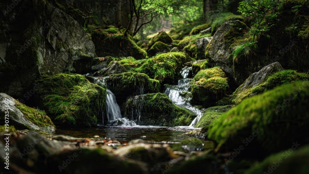 Fototapeta premium Mossy Stream in Forest