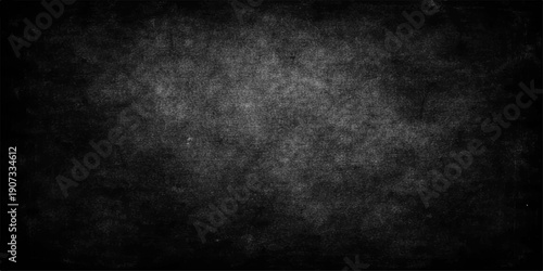 A dark and black grunge background with copy space featuring a textured vintage concrete wall and old gray paper surface for a rough blank backdrop design