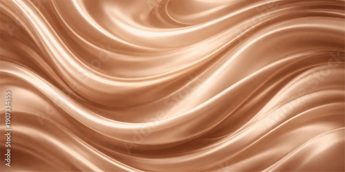 Dark chocolate liquid swirls create a smooth brown cocoa texture with creamy flowing waves and a melted ripple pattern for a sweet dessert design