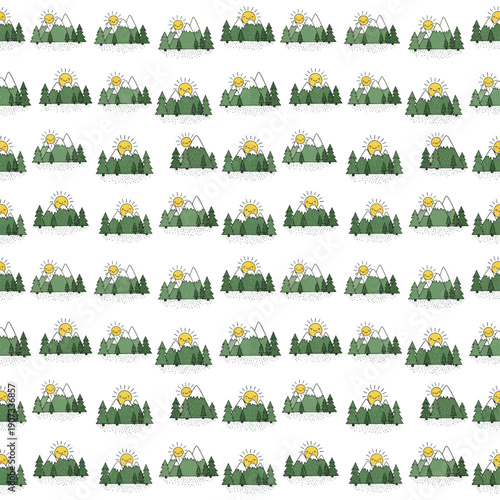 Tiny Green Crown & Leaf Motif (small green crowns with leaves arranged in tidy grid-like repeat on white)