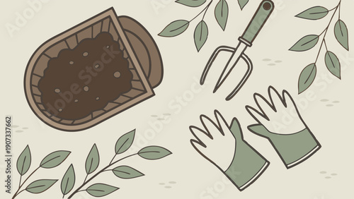 Gardening Tools and Soil for Spring Planting Project Home Garden Design Element Ready for Outdoor Cultivation