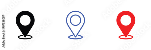 Location icon vector set, modern map marker and pin symbols in clean style on white background for navigation, GPS apps, websites, UI/UX interfaces, travel design, and digital maps