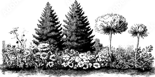 Minimal botanical composition depicting monthly nature cycle in vintage style for design and decoration