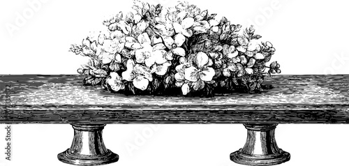 Vintage botanical ritual table centerpiece with balanced layout for ceremonial decoration