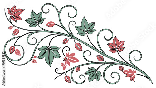 Elegant Ivy Vine Scrollwork Flourish Design for Wedding Invitations Elegant Stationery Decorating Border