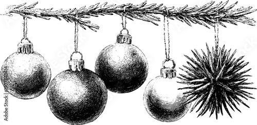 Vintage botanical holiday ornament set for seasonal celebration design