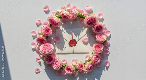 Wallpaper Mural A beautiful heart made of flowers creates a romantic floral decoration featuring pink roses and purple blooms, perfect as a nature-inspired gift for a wedding celebration of love Torontodigital.ca